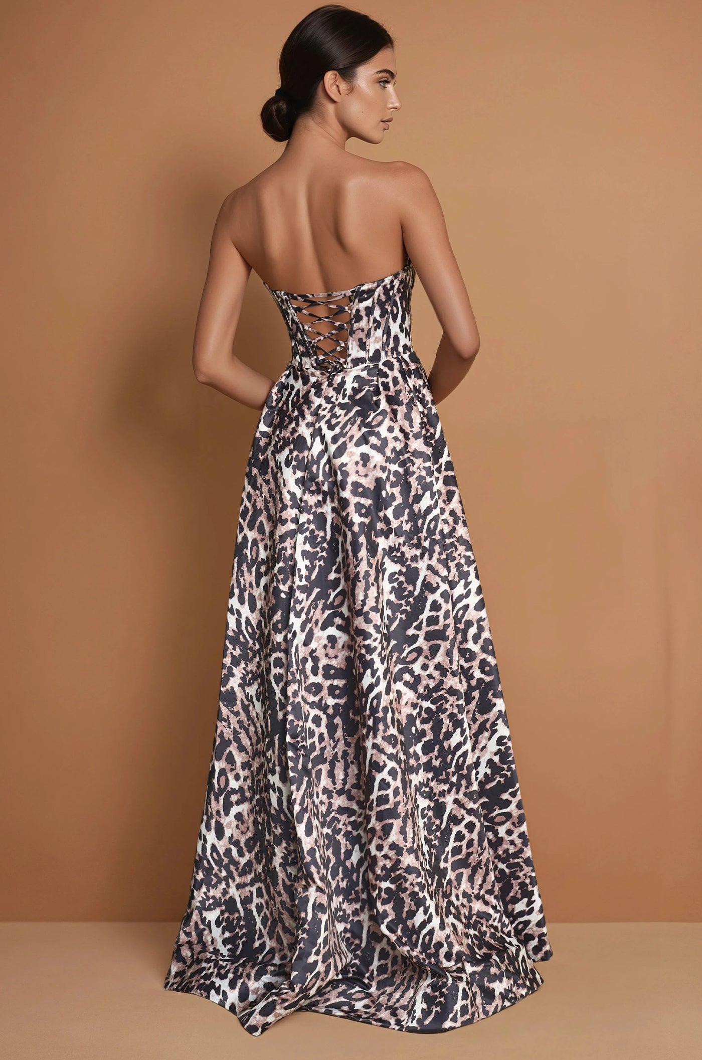 Formal Dresses Long Corset Lepord Print Ball Gown  Print