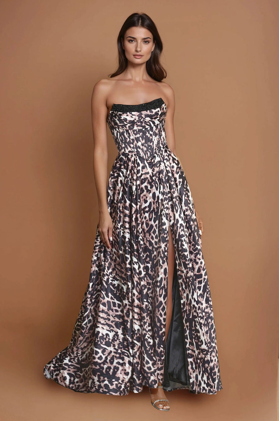Formal Dresses Long Corset Lepord Print Ball Gown  Print