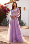 V Neck Long Sleeve Formal Evening Dress Wholesale