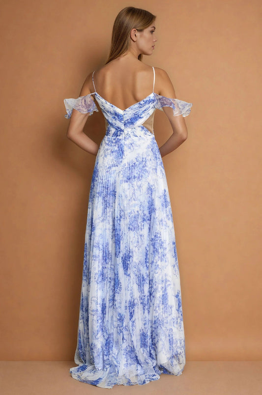 Prom Dresses Long Prom Dress with Side Cut Outs  Blue