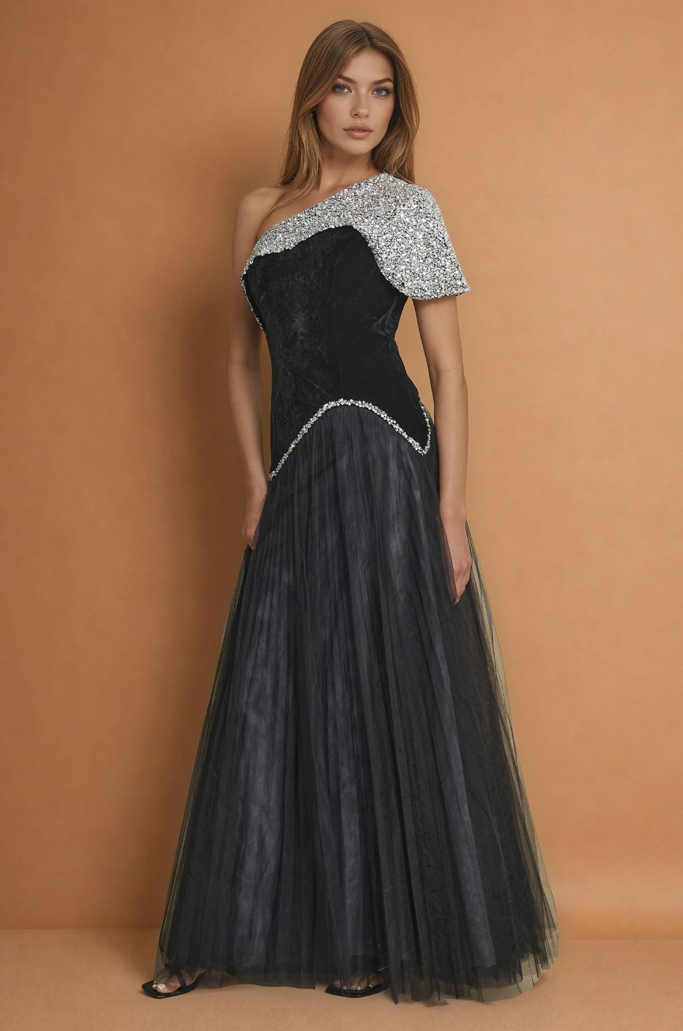 Formal Dresses Long One Shoulder Black Couture Dress Black