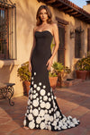 Classic Black Fromal Evening Gown with 3D Flowers Wholesale