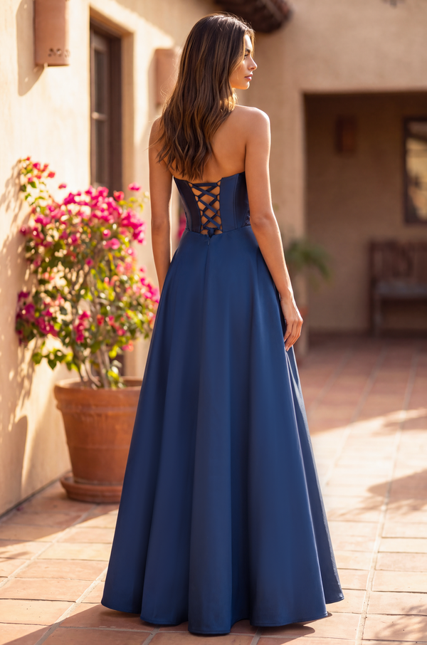 Long Formal Corset Satin Ball Gown Wholesale