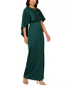 Spruce Aidan Mattox MD1E209723 Jewel Neck Long Crepe Formal Cape Gown