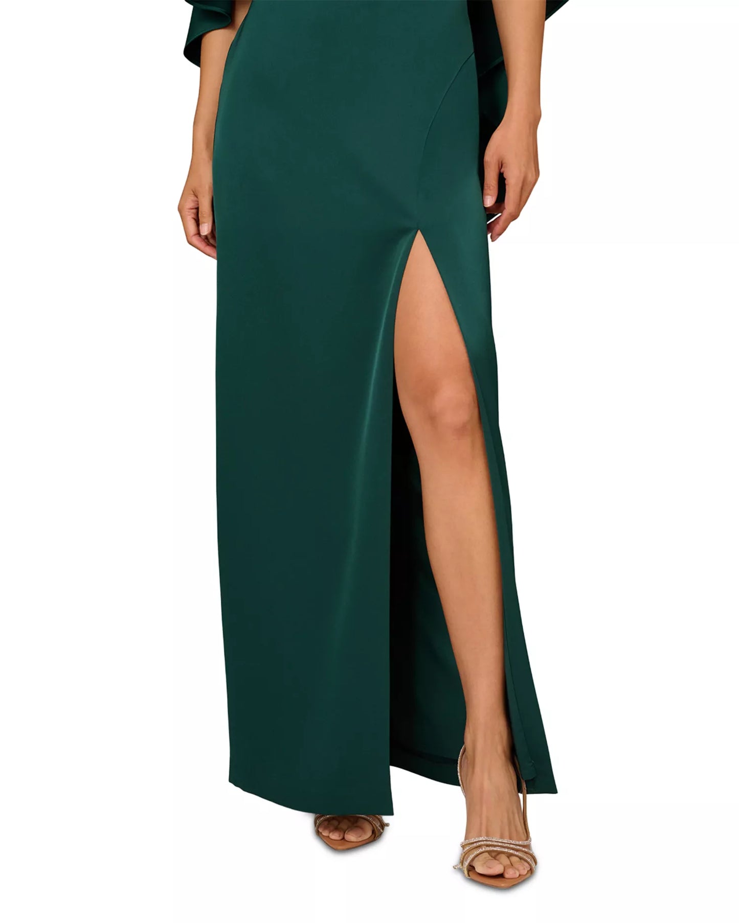 Spruce Aidan Mattox MD1E209723 Jewel Neck Long Crepe Formal Cape Gown