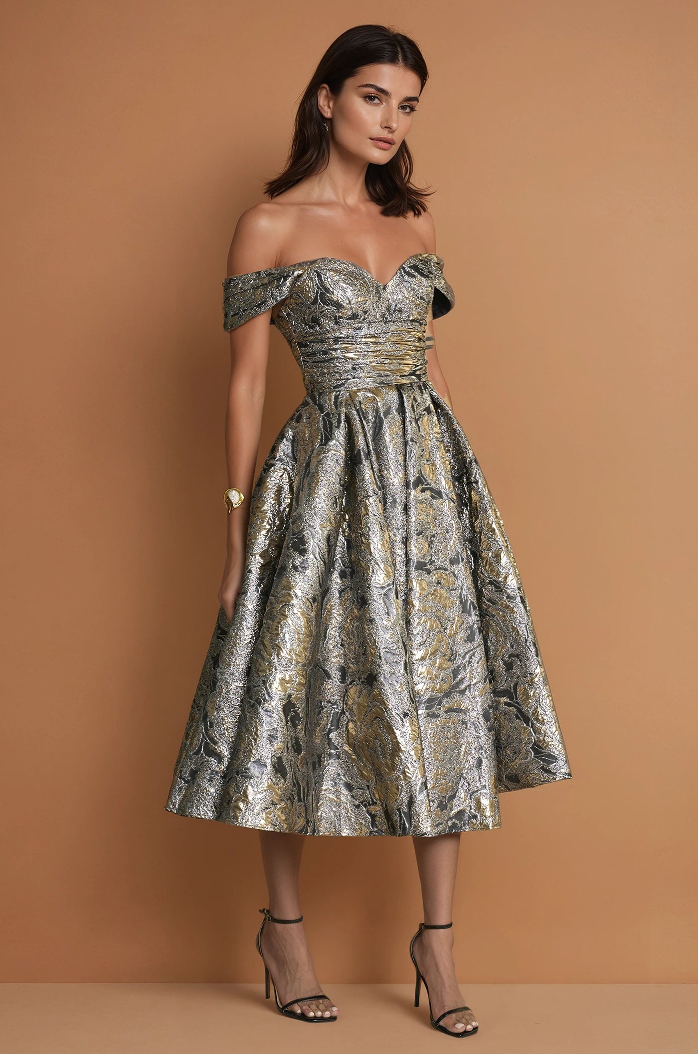 Cocktail Dresses Midi Formal Evening Cocktail Dress Black / Gold