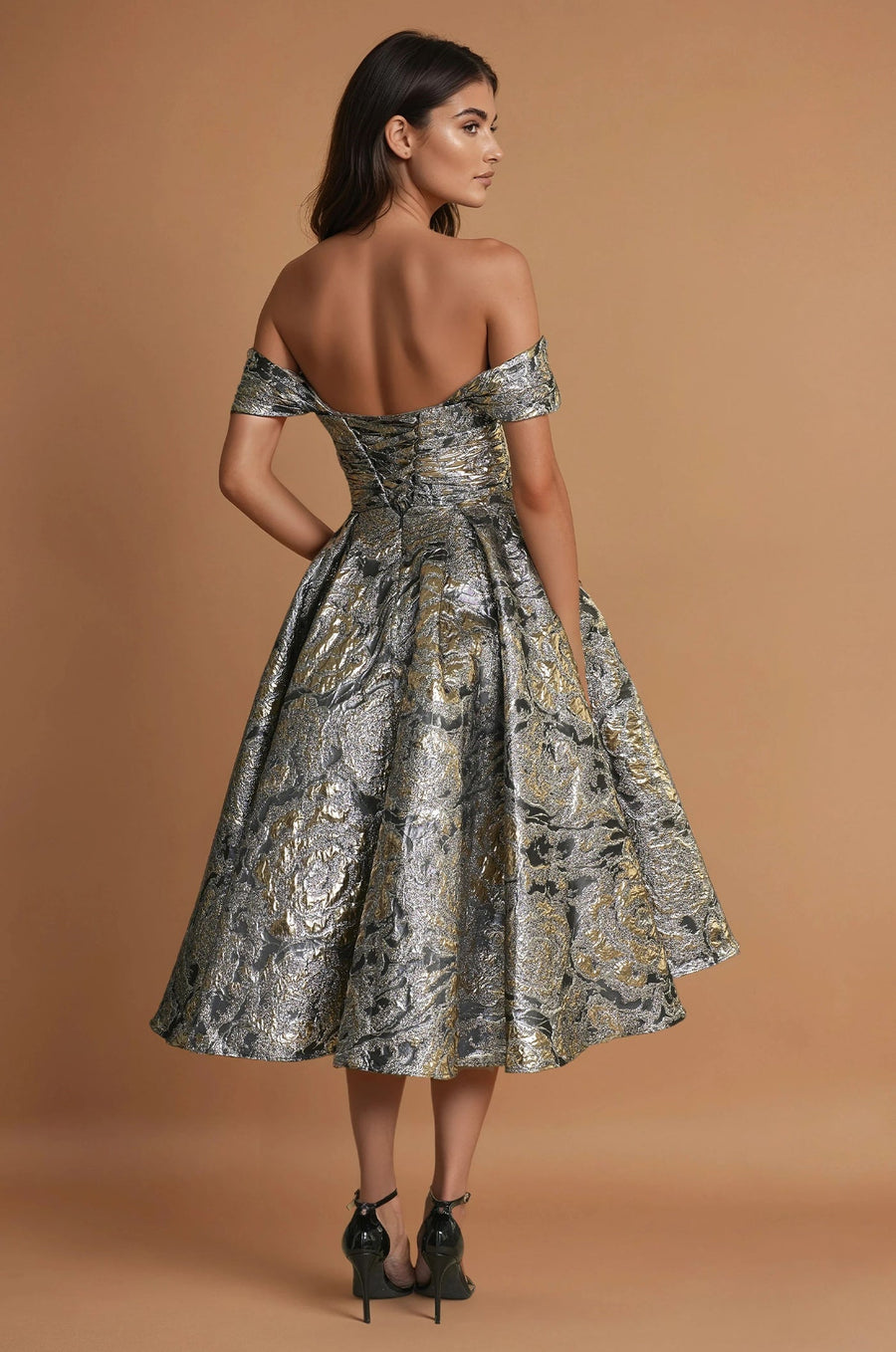 Cocktail Dresses Midi Formal Evening Cocktail Dress Black / Gold