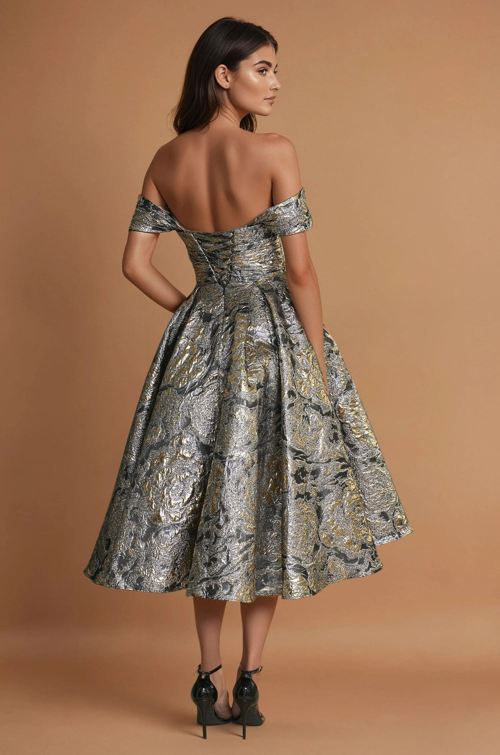 Cocktail Dresses Midi Formal Evening Cocktail Dress Black / Gold