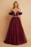 Prom Dresses Long Off Shoulder Ball Gown Prom Dress Burgundy