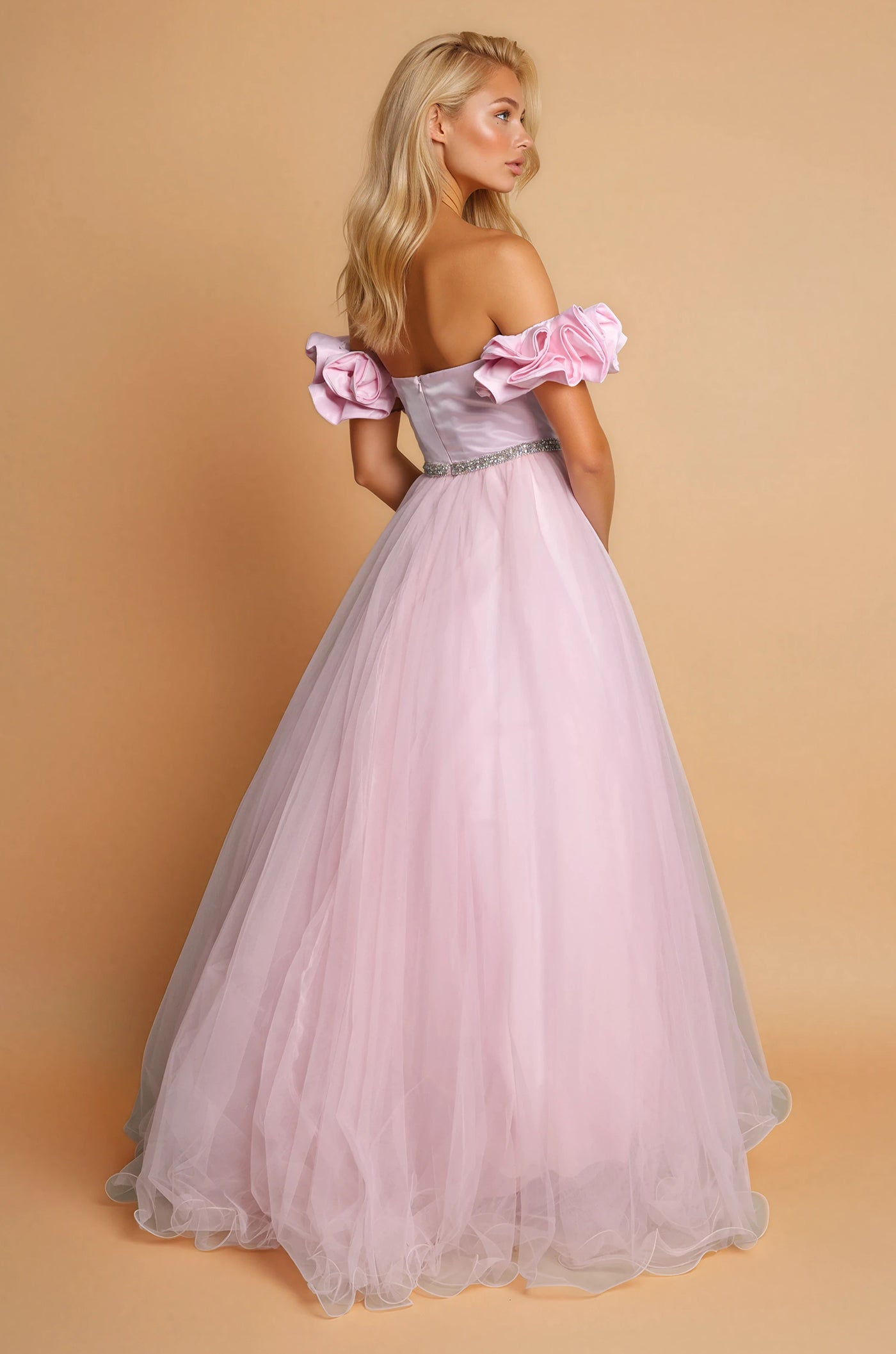 Prom Dresses Long Off Shoulder Ball Gown Prom Dress Pink