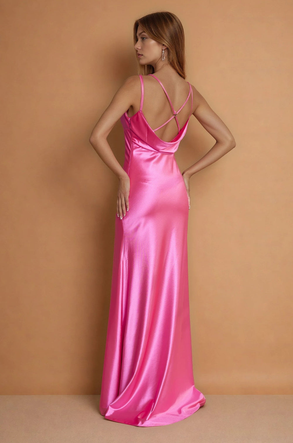 Prom Dresses Long Sexy Prom Satin Formal Dress Pink