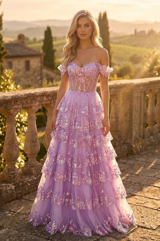 Long Corset Ruffled Prom Dress Wholesale
