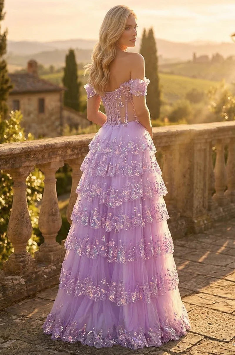 Long Corset Ruffled Prom Dress Wholesale