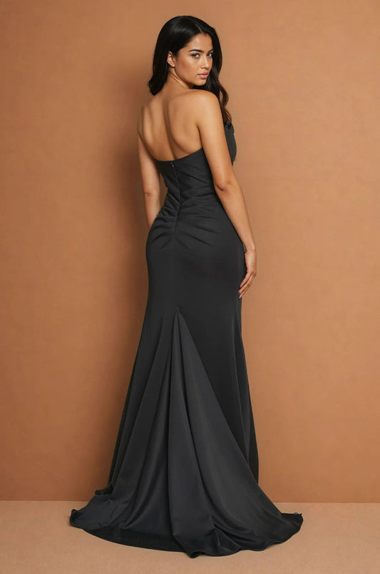 Formal Dresses Figure Hugging Fitted Strapless Formal Dress Black