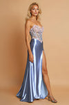 Prom Dresses Fitted Stretch Satin Long Formal Corset Prom Dress Multi 