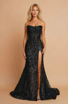 Formal Dresses Beaded Lace Long Fitted Formal Dress Black