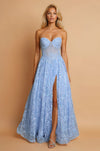 Prom Dresses Long Corset Beaded Prom Ball Gown Blue