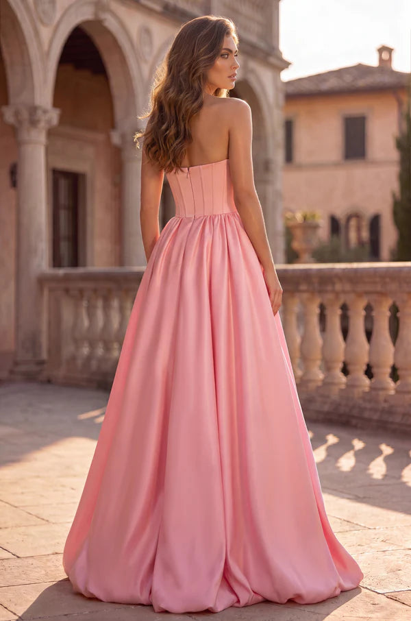Long Satin Prom Ball Gown with Sweetheart Corset Bodice Wholesale