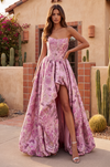 High Low Prom Dress Floral Jacquard Corset Ball Gown Wholesale