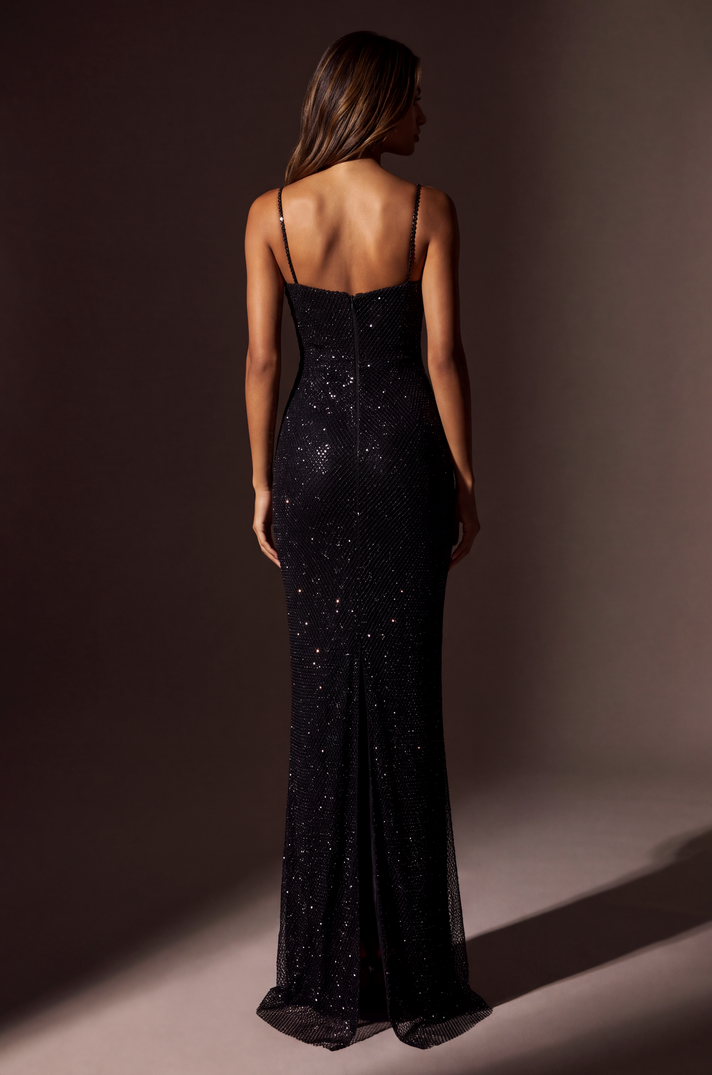 Long Sequined Formal Dress Keyhole Cutout