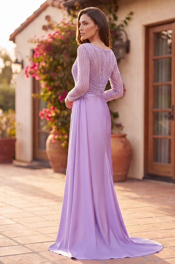 Fitted Long Sleeve Formal Evening Gown Wholesale