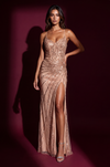 Formal Sequined Fitted Evening Gown Wholesale