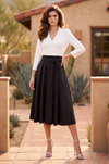 Cocktail Dresses Two Tone Formal Long Sleeve Midi Dress Black/White