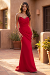 Formal Satin Pleated Foldover Evening Gown Wholesale