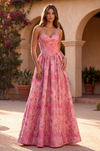 A Line Corset Jacquard Floral Dress with Metallic Accent Wholesale
