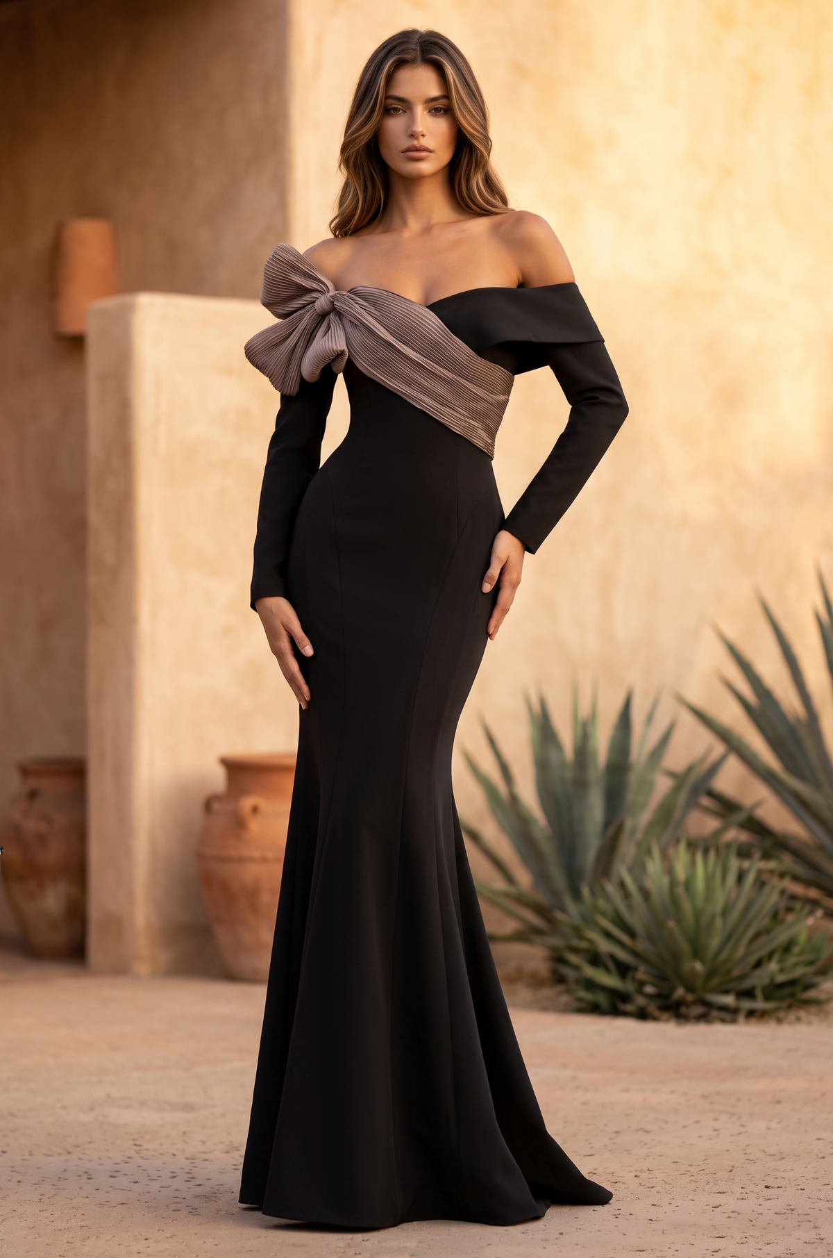 Off-The-Shoulder Bow Mermaid Gown Wholesale