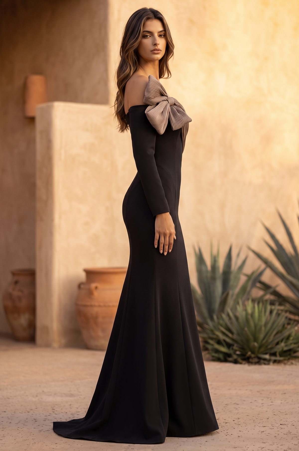 Off-The-Shoulder Bow Mermaid Gown Wholesale