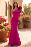 Formal One Shoulder Ruffle Crepe Evening Dress Wholesale