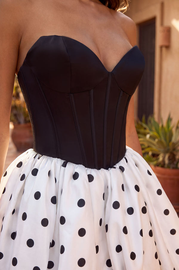 Short Corset Polka Dot Bubble Skirt Mini Dress Wholesale