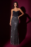 Fitted Long Formal Corset Evening Beaded Dress Wholesale