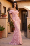 Long Formal Off Shoulder Floral Couture Evening Gown Wholesale