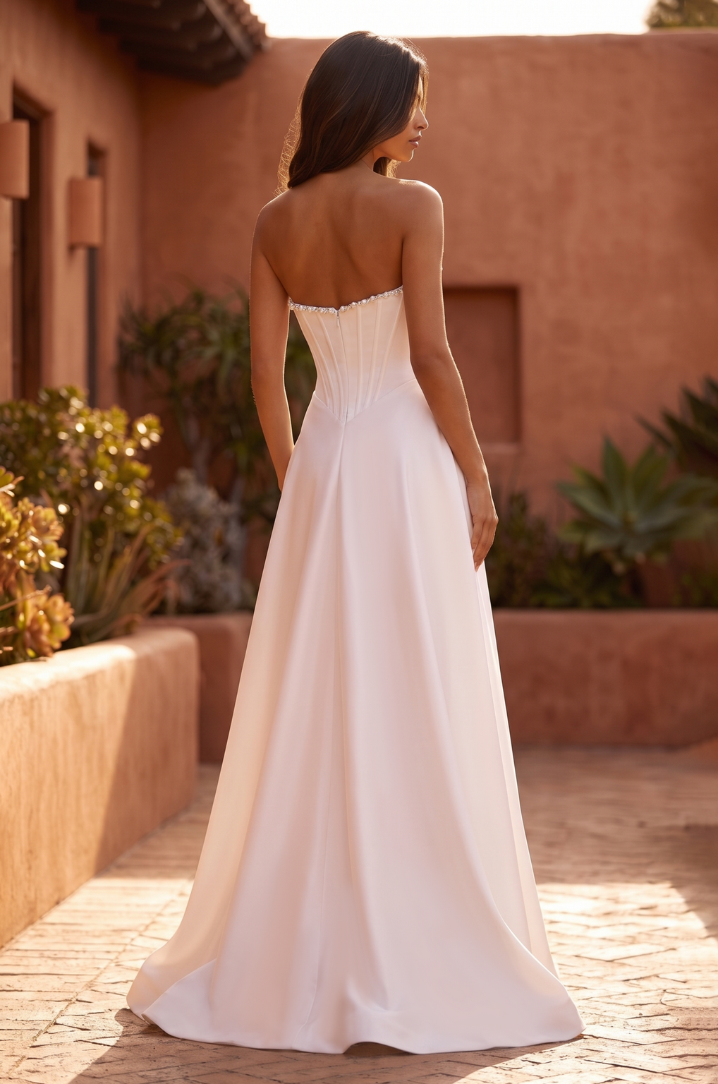 Strapless Pearl-Trim Floor-Length Wedding Gown Wholesale
