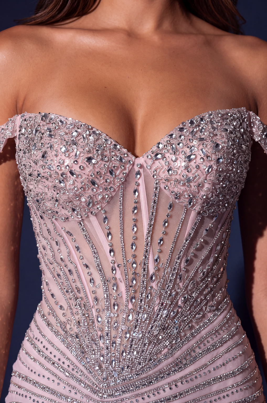 Prom Beaded Corset Fitted Formal Evening Gown Wholesale