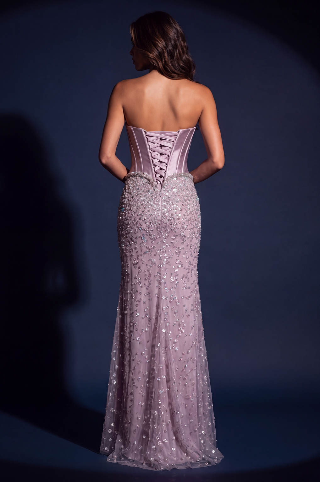 Long Beaded Corset Fitted Couture Formal Dress Wholesale