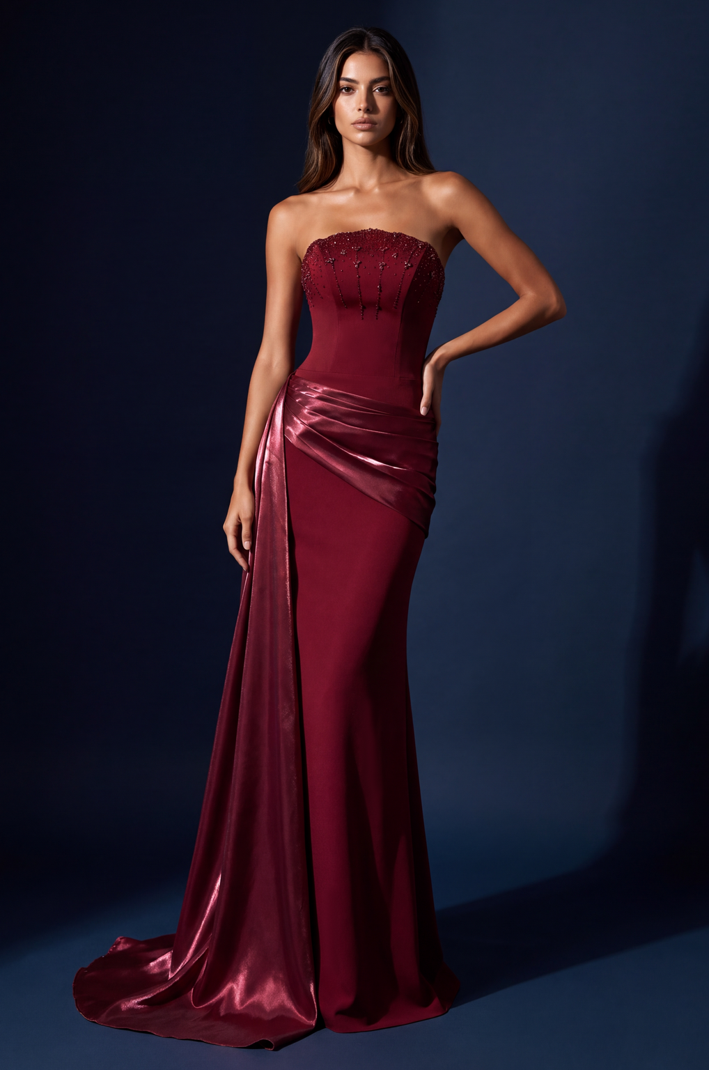 Strapless Beaded Mermaid Evening Gown Wholesale