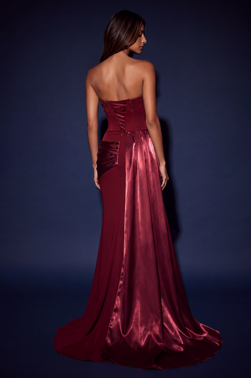 Strapless Beaded Mermaid Evening Gown Wholesale