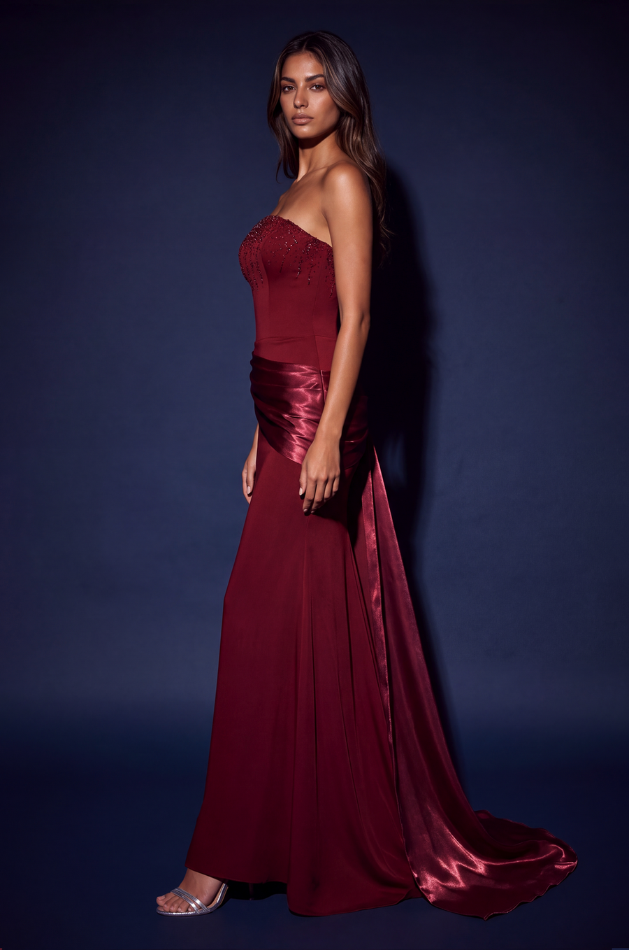 Strapless Beaded Mermaid Evening Gown Wholesale