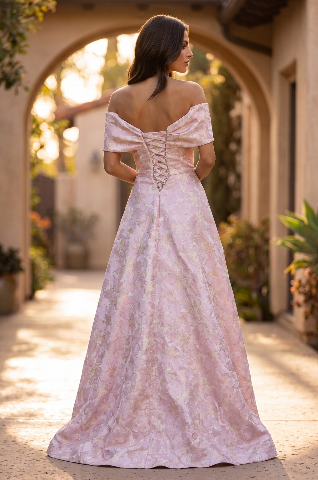Long Formal Dress Pleated Jacquard Ball Gown Wholesale
