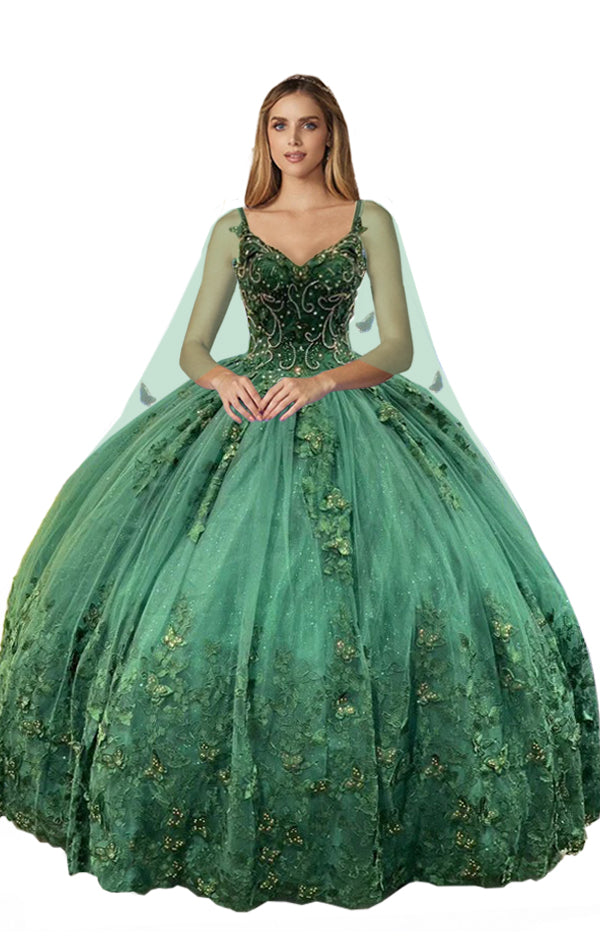Sleeveless Long Quinceanera Dress Hunter Green Wholesale