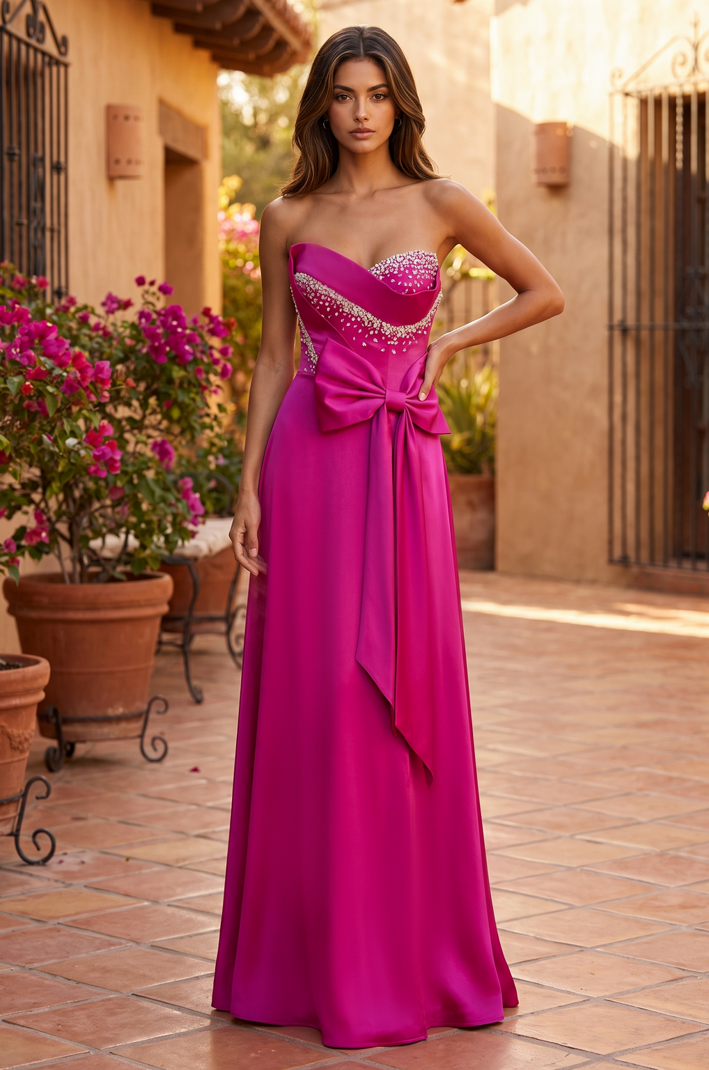 Strapless Sweetheart Bow Gown Wholesale