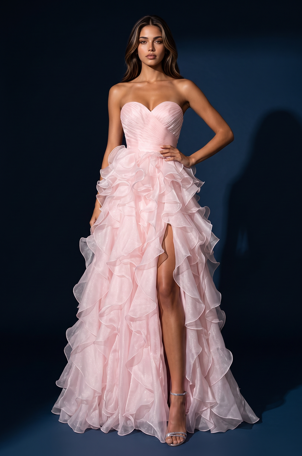 Prom Strapless Sweetheart Ruffled Organza Ball Gown Wholesale