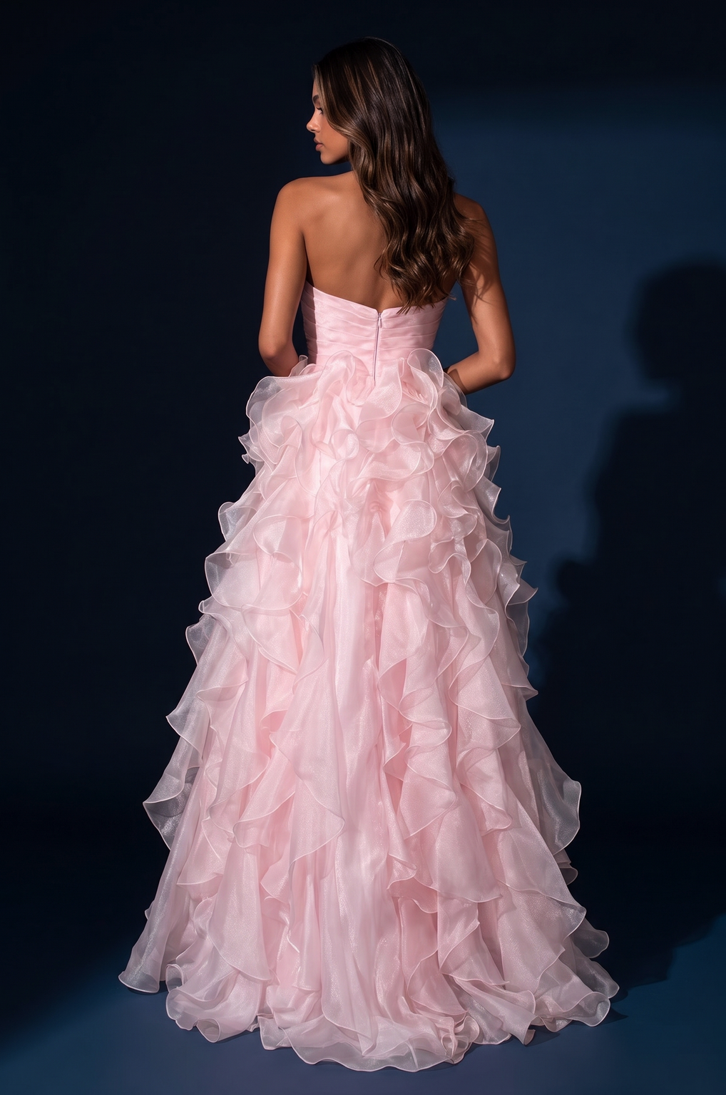 Prom Strapless Sweetheart Ruffled Organza Ball Gown Wholesale