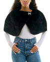 Nina Leonard L4418AF Black faux-fur caplet, front view