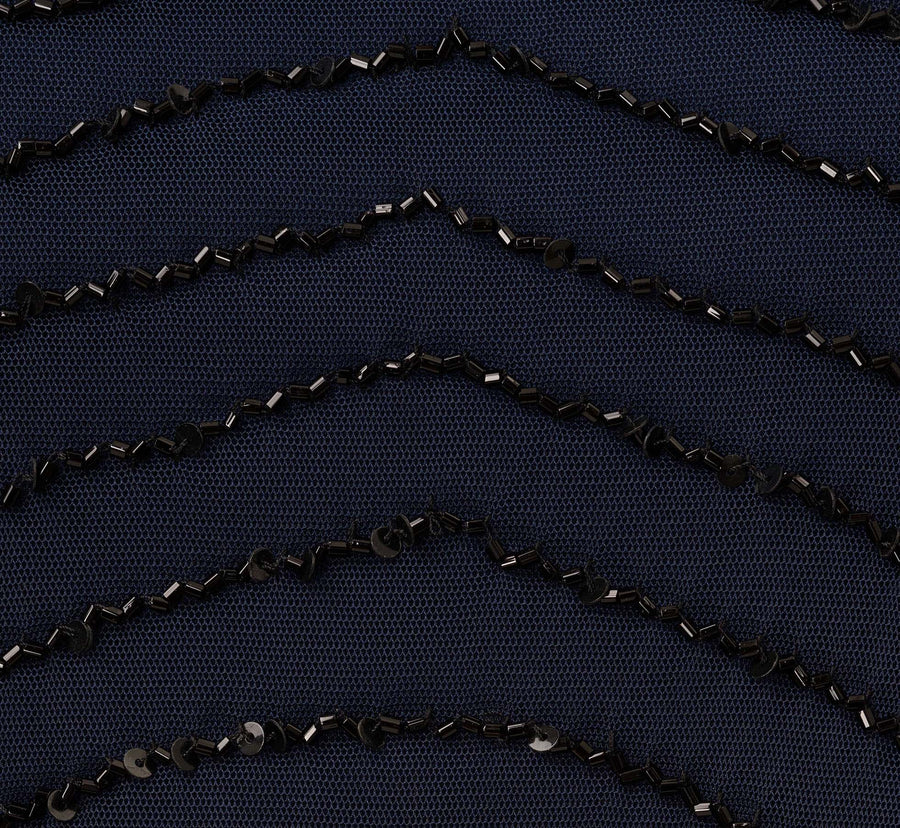 Halter Long Beaded Gown by Adrianna Papell 191914100 in Navy