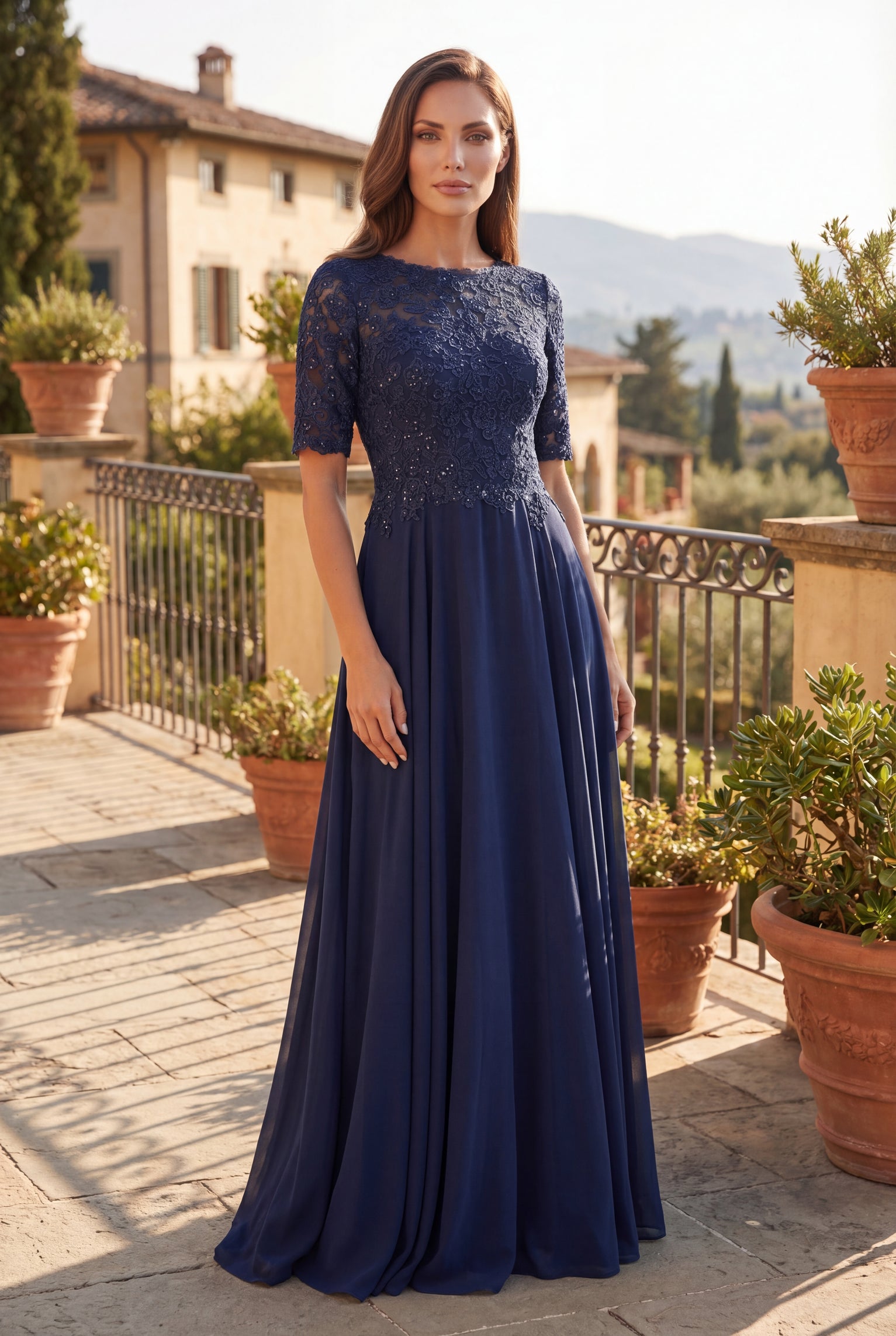 Short Sleeve Lace Mother Of The Bride Dress Wholesale