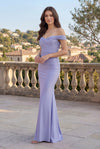 Long Stretch Formal Off Shoulder Dress Wholesale